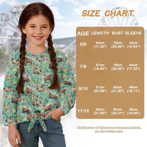 Cute Shirts for Girls 5-12 Years Long Sleeve Tops Tie Front Shirts School Casual Tops4
