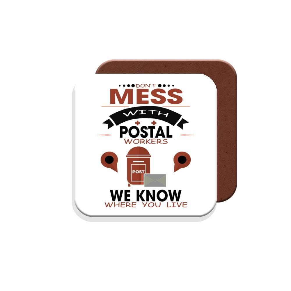 Muggz Coaster Gift For Postman/Postal Worker - Don't Mess We Know Where You Live For Post Man - Giftset - Made By In The Uk