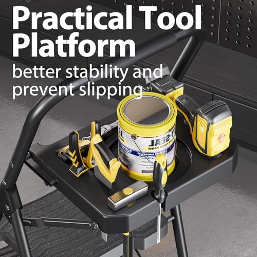 KINGRACK 4 Step Ladder with Tool Platform, Sturdy Step Stool, Anti-Slip Wide Pedals, Handrail, Foldable Step Ladder, Pass 900LBS Testing, Multi-Use for Home, Garage, Garden, Painting, Black by KINGRACK - Image 2