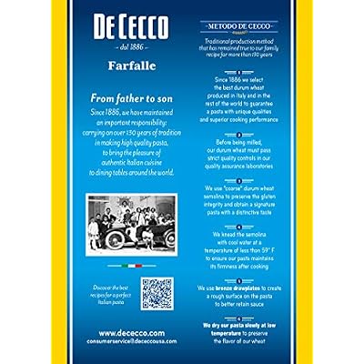 De Cecco Semolina Pasta, Farfalle No.93, 1 Pound (Pack of 5)