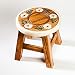 Tabouret pour enfant en bois massif avec motif floral - Hauteur d'assise : 25 cm