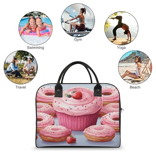 Bolsa rosa para portátil con diseño de dona y cupcake miniatura 4