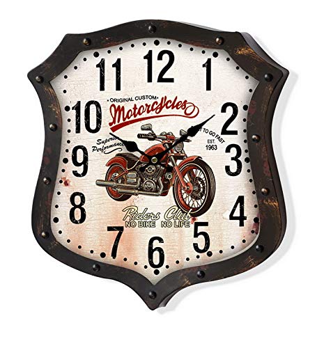 Horloge murale moto en métal marron, le cadeau idéal pour passionné de mécanique