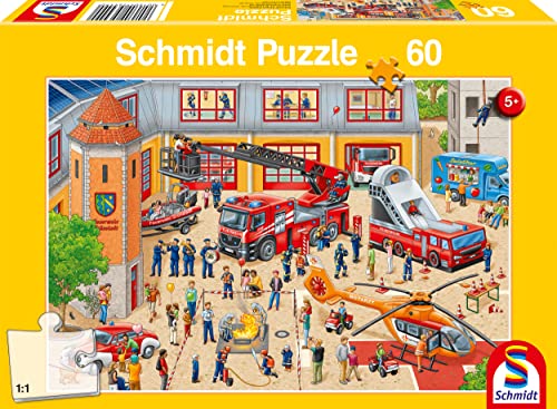 Schmidt Spiele 56449 Caserne de Pompiers, Puzzle pour Enfants 60 pièces, Taille Unique Cover