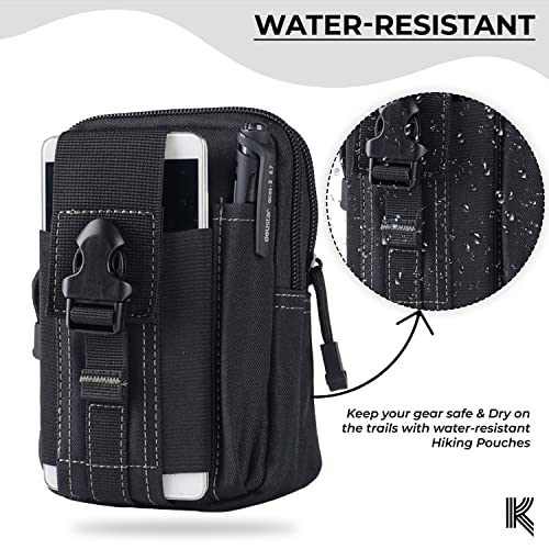 Image of Kraptick Multi-Purpose Water Resistant Waist Bag with Dual Compartment, Waist Bag Mobile Phone Holder, Waist Pack for Men, Women Camping Hiking Pouch (Black Grey)