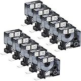 KCMYTONER 10 Pack Compatible for Dymo Rhino 18051 Black on White 1/4