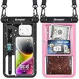 Rynapac 2 Pack Waterproof Phone Pouch - 10in Waterproof Phone Case with Lanyard, IPX8 Cell Phone Dry Bag Beach Cruise Ship Essentials for iPhone 17 16 15 Pro Max, Galaxy S25 S24 Ultra