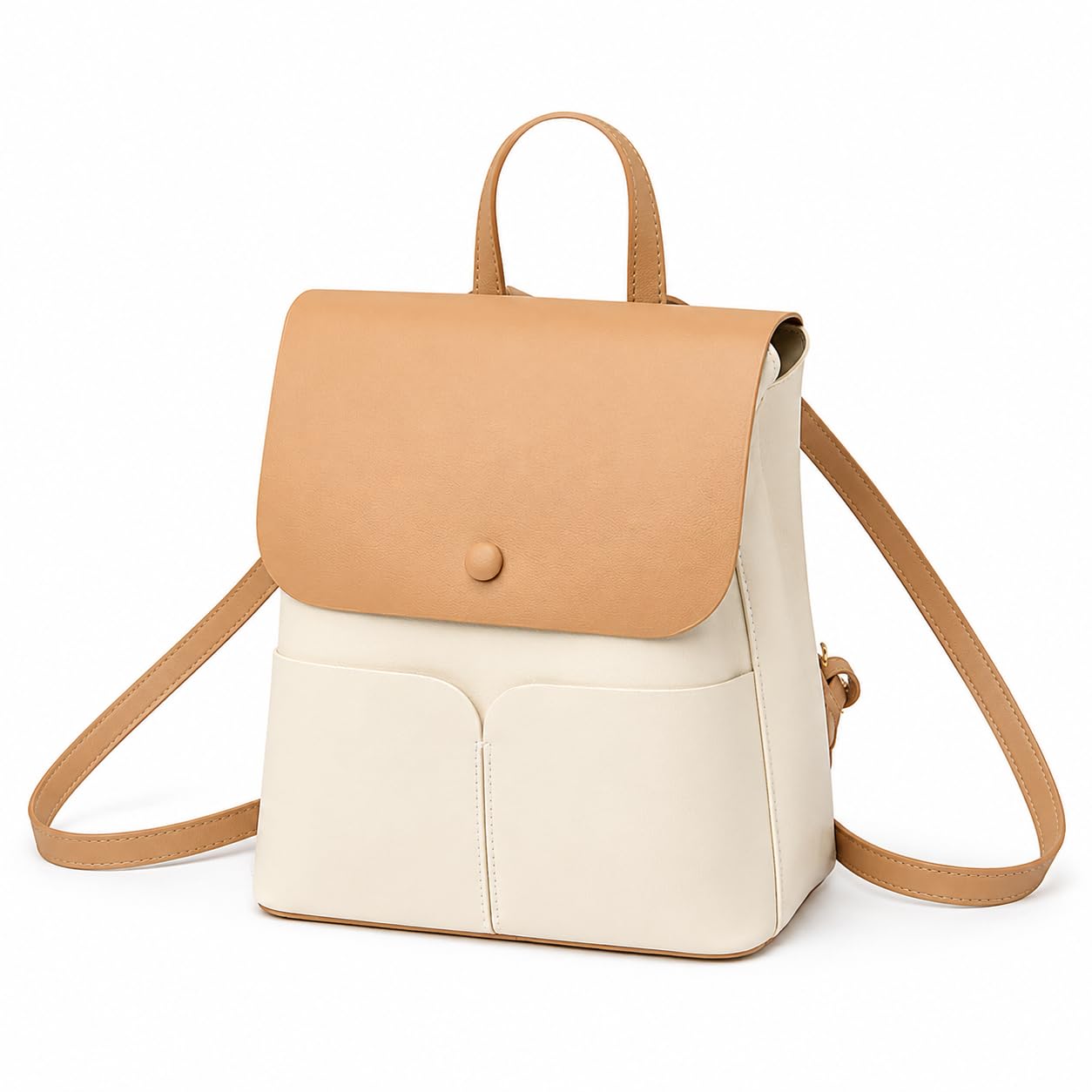 veloce Women's PU Leather Backpack, white and Brown, Casual Fashion College Bag for Girls, 26x23x13 cm-picture-37
