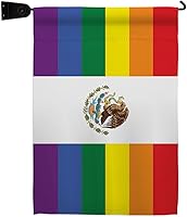 Vista 8 de Pride México - Bandera de jardín con texto "Rainbow Love LGBT" Gay Bisexual Pansexual Transgénero pequeño regalo decorativo para casa de patio hecho