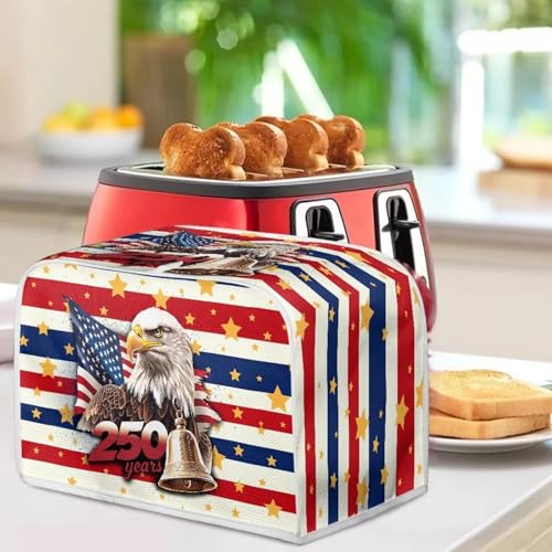Image of 4 Slice Toaster Oven Dust Protection Cover 250 Years Celebration American Flag Eagle Toaster Bread Machine Cover July 4th USA Independence Day Decor