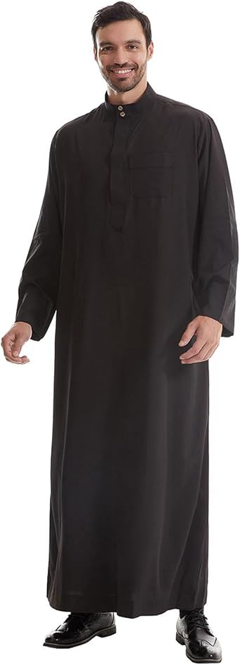 Lenmipot Mens Muslim Clothes Durable Kaftan Robe Dubai Long Gown Ethnic Clothes,1pc Soft Robe