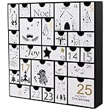 Juegoal Advent Calendar, 11.8'' Black Wooden Advent Calendars with 25 Storage Drawers Countdown to Christmas 2025, Christmas Advent Holiday Decor