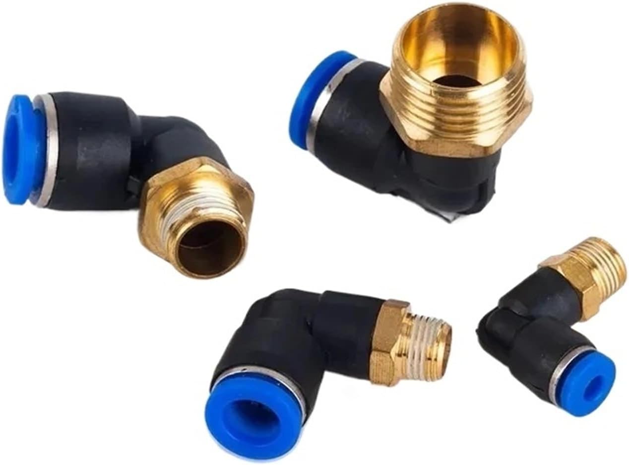 Pneumatic Air Connector PL 4 6 8 10 12mm 1/8 1/4" 3/8" 1/2" Trachea Elbow Fittings Hose Quick Connecto 100Pcs(PL4-02)