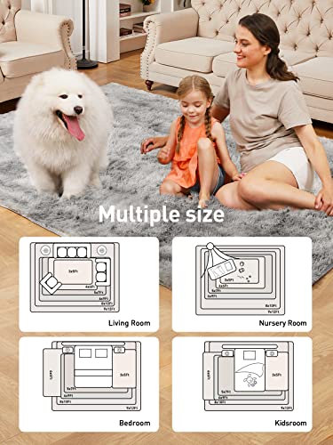 Medeunk Area Rug 4X6 Grey Super Soft Fluffy Upgrade Sponge Non-Slip No Shedding For Living Room Bedroom Girls/Boys Room Dorm Playroom Lounge Home Decor #TOP5
