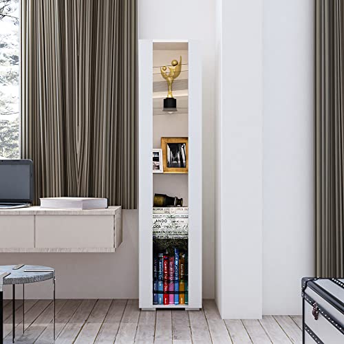 Joysource 67 Inch Led Sideboard Uv High Glossy Front Buffet Cabinet Kitchen Sideboard With Storage 4 Tier Tall Black Buffet Table Wooden Bar Cabinet For Dining Room Hallway Living Room, White #TOP3