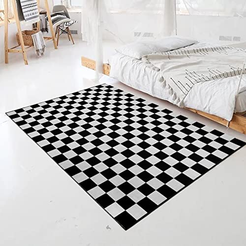Black And White Indoor Outdoor Rug,5’X6.5’ Cotton Reversible Washable Farmhouse Throw Rug ,Retro Moroccan Checkered Persian Hand-Woven Patio Floor Mat Carpet For Living Room Bedroom #TOP6