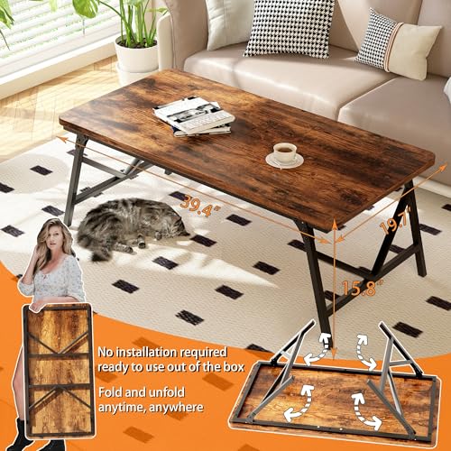 Querna ZDZ100A1 Folding Coffee Table, No Assembly Low Coffee Table, Floor Table Desk For Sitting On The Floor, Portable Floor Table For Living Room, Home, Caravan And Outdoor Use thumb #2
