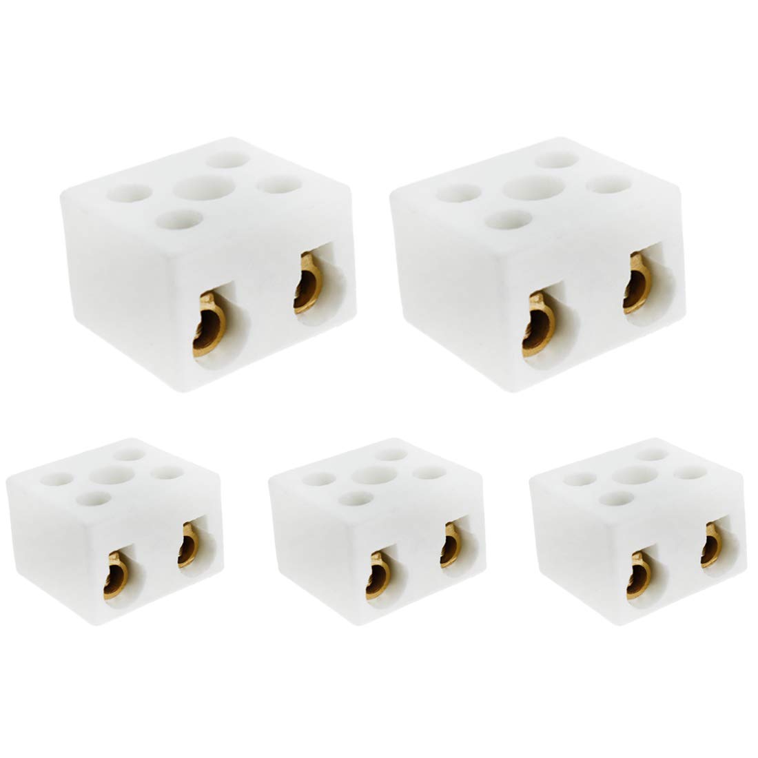 BLLNDX 12PCS Dual In Dual Out High Frequency Small 5 Hole 10A Insulation Wear Resistant Terminal Block Ceramic Socket High Temperature Ceramic