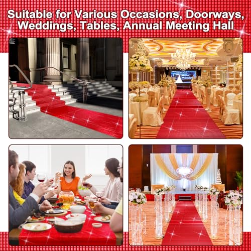 Tinideya Red Carpet Runner Runway Rug 2.46 x 15 Ft Disco Party Decorations with Carpet Tape for Party Wedding Dance Party Supplies - Thumbnail 3