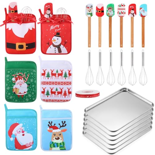 Soportes para ollas de Navidad con aislamiento térmico y kit de repostería con espátula de silicona 2