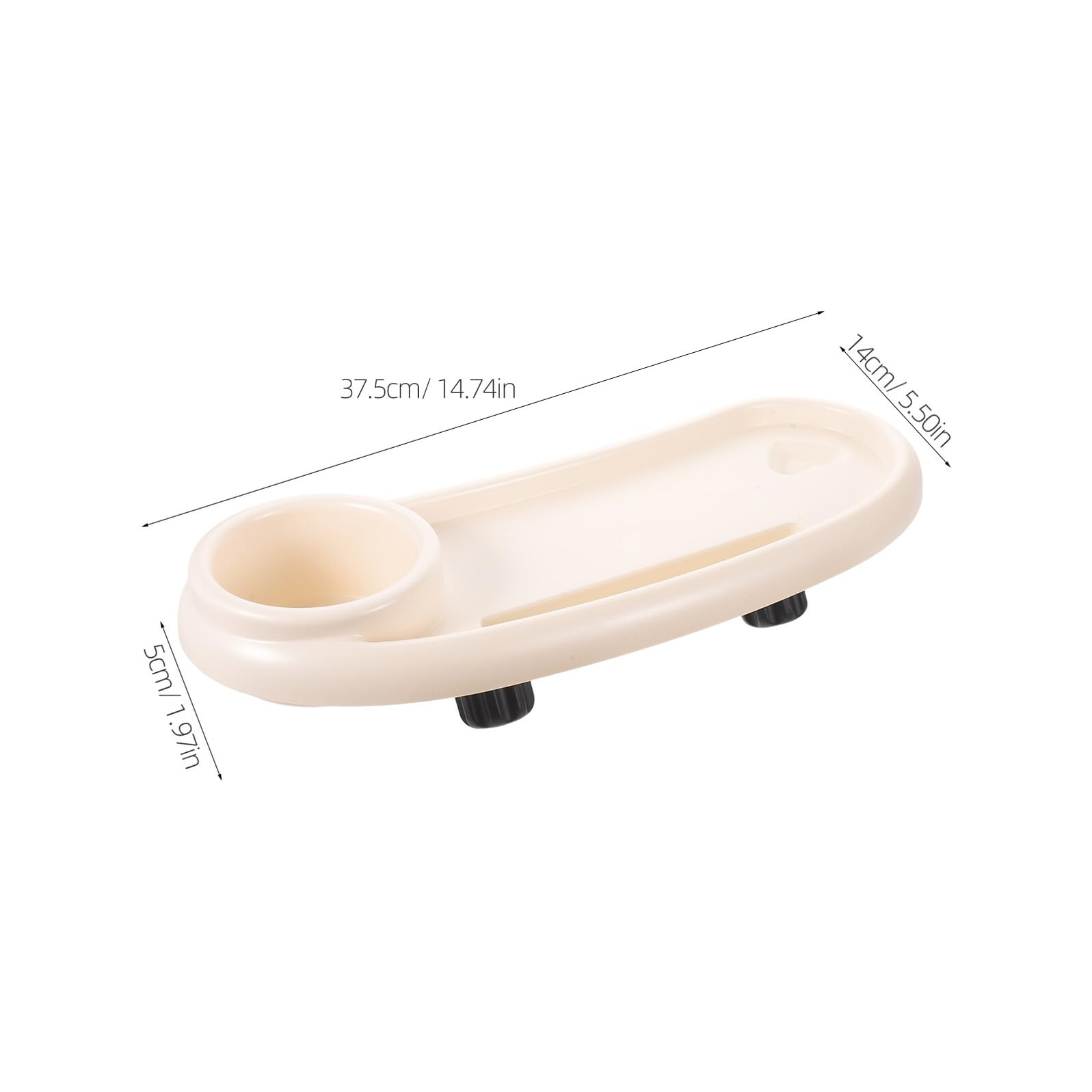 TOYANDONA Vassoio per Snack per Passeggino in Plastica Bianco Supporto Allargato e Portaoggetti, Facile da Montare per Uso Quotidiano e Viaggi