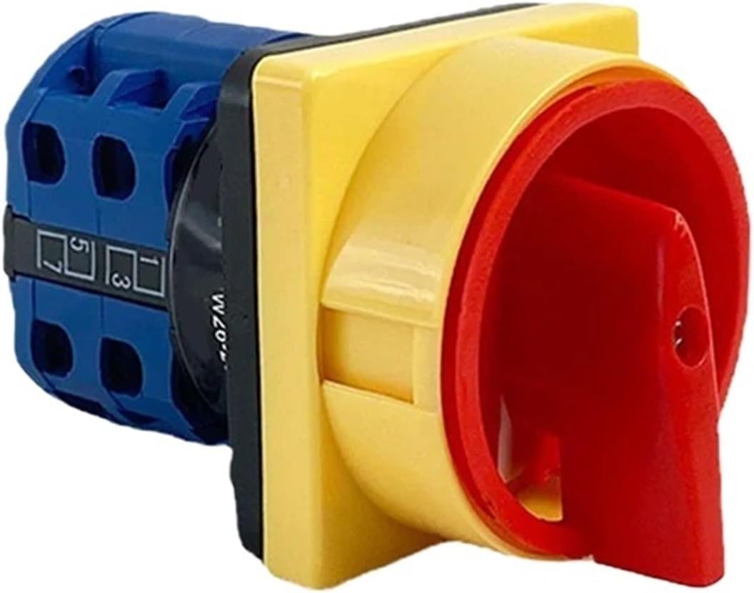 Rotary Cam Isolator Switch 20A/25A Two Positions 1-3 Levels Disconnect LW26GS 48x48mm 64x64mm Padlock Selector(20A 2Pole 48mmPanel)
