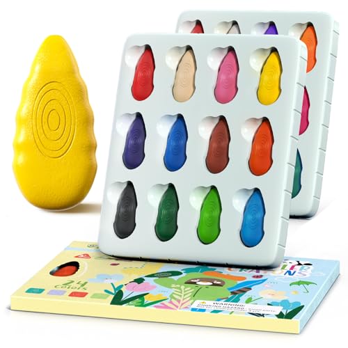 Lot De 12 Crayons Cire Ergonomiques Forme Cacahuète - Pour Bébé 12 Mois+ Et Enfants - Non Toxiques, Lavables - 12 Couleurs