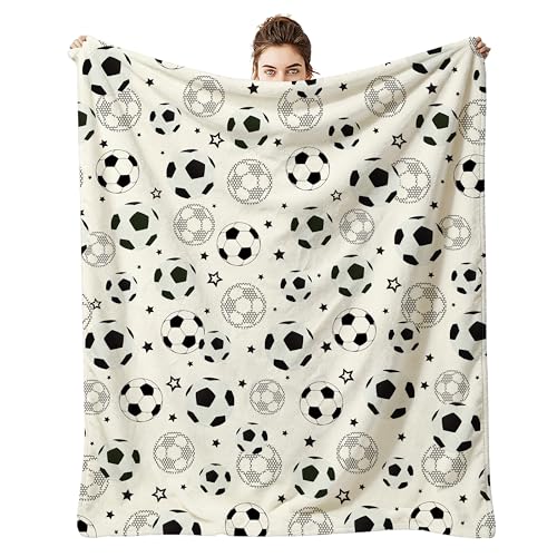 Soccer Flannel Throw Blanket 50x60 Inch, Soft Warm Cozy Blanket for Sofa Chair, Soccer Home Decor & Accessories