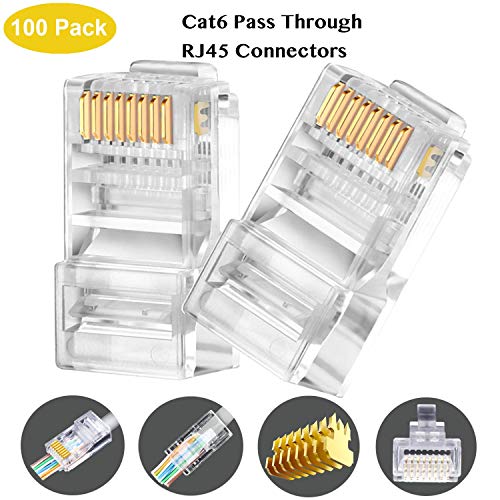 Image of PIKABOO RJ45 Connectors Pack 100 Pieces | Flexible, Durable Transparent Plugs for LAN Connections