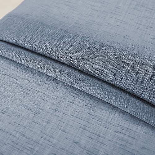 Image of KOUFALL Dusty Blue Short Curtains 24 Inch Length for Small Windows Set of 2 Pieces Sheer Kitchen Curtains 30x24 Long