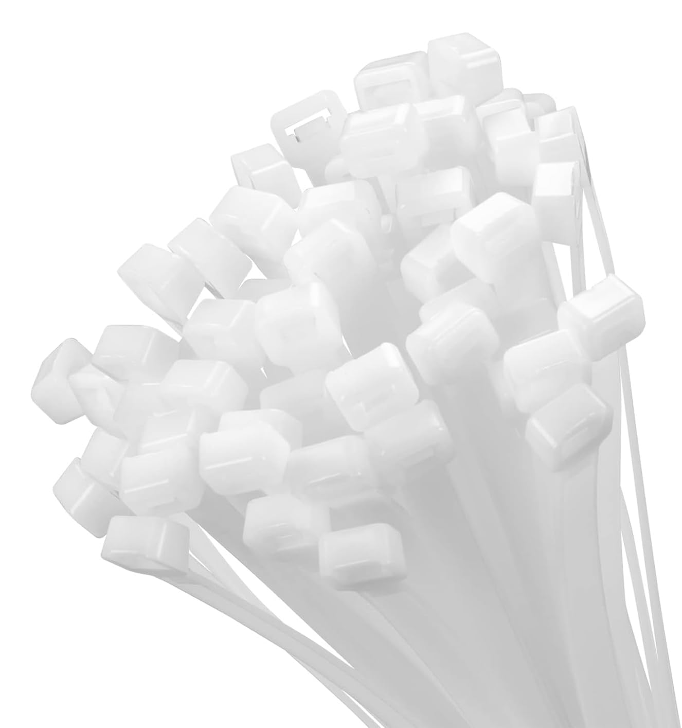 XINGO 100 Stück Lang Kabelbinder Weiß, 450mm x 9mm Breit, 114KGS Zugfestigkeit, UV Beständig lang Set, Großer Kabelbinder für Kabelmanagement