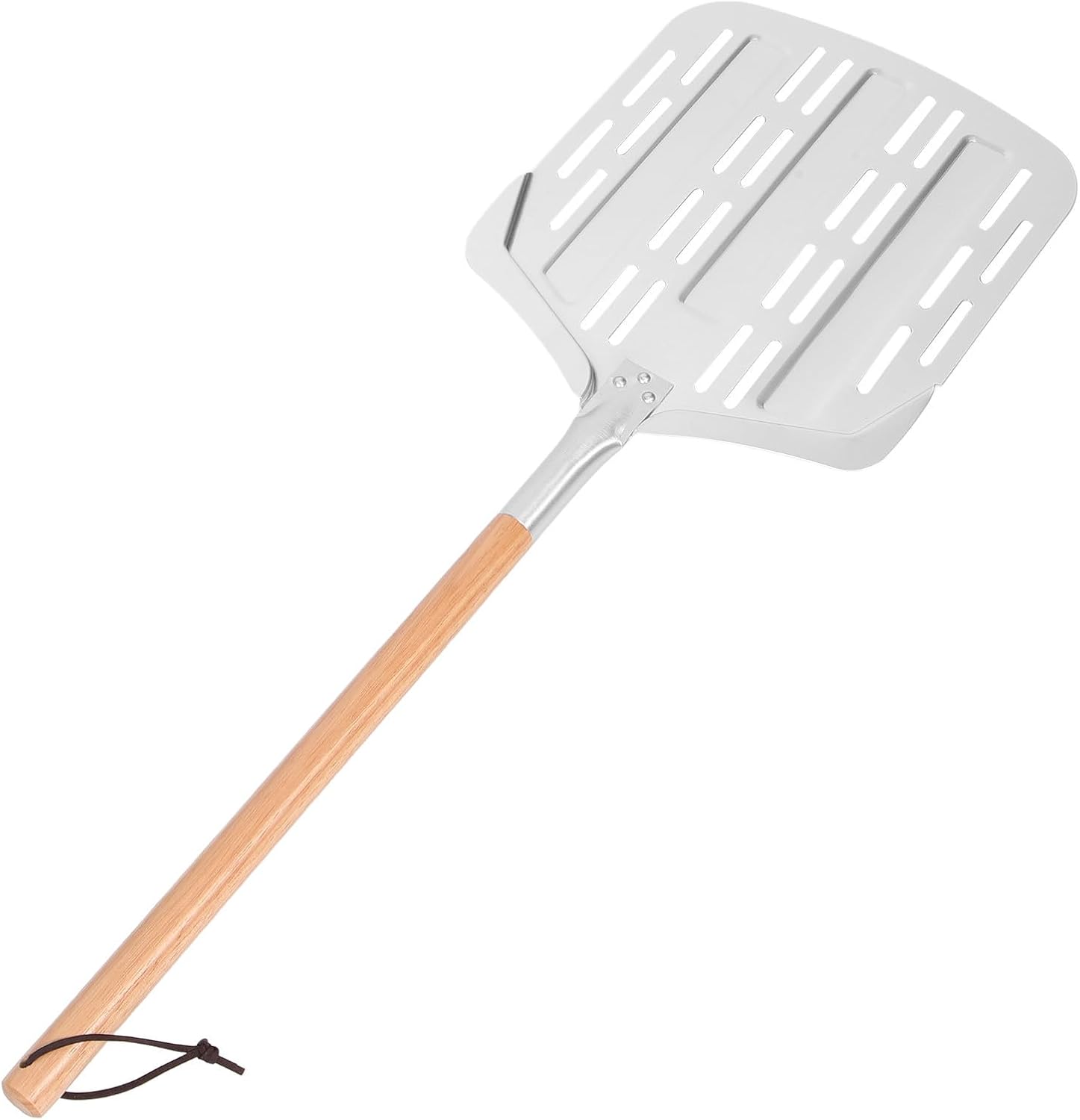 Pizza Peel Perforated Aluminum with Wooden Handle for Oven Use
