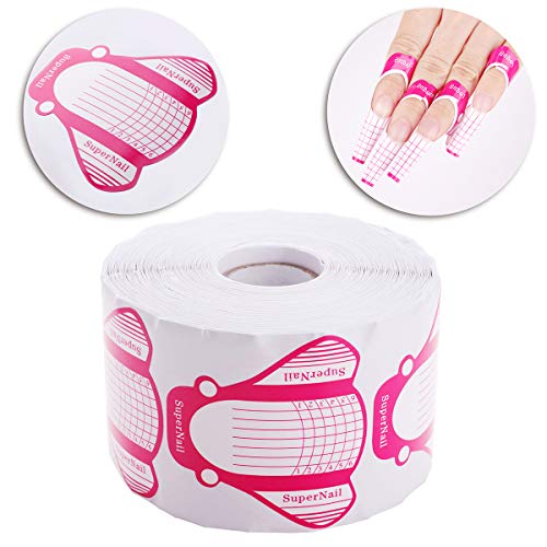 Makartt 500 PCs Nail Forms Nail Extension Guides for Poly Gel Acrylic Nail UV Gel Nail Extention Tips Form Guide Sticker French DIY Tool Airplane -Shape
