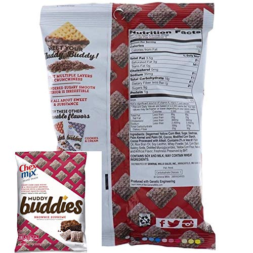 Chex Mix Muddy Buddies Variety - Pack Of 6 Including 2 Of Each Classic Peanut Butter And Chocolate, Cookies And Cream And Brownie Supreme Flavors Bundled With A Handy Zentious Power Clip #TOP2