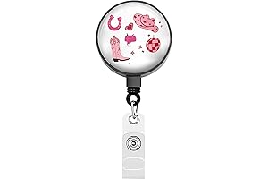 BEKECH Cowgirl Boots and Hat Retractable Badge Reel Western Cowgirl Badge Reel Western Badge Gift!