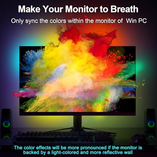 YIKEMJERP Monitor Backlight for Win PC Gaming, RGBIC LED, 19-32 Inch by YIKEMJERP - Used condition - Image 2