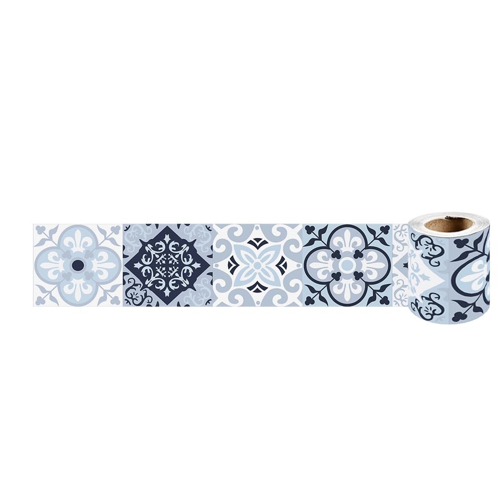Tmapruvg Blue Wallpaper Border Peel And Stick 10Cm*2.4M,3D Decorative Molding Trim Baseboard Sticker Self Adhesive Home Decor For Bathroom Kitchen Backsplash (Blue)