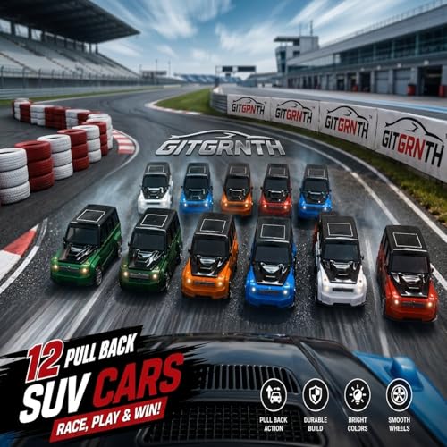 Image of GITGRNTH 12 Pcs Pull Back SUV Cars Toy Set for Kids 3+ Years, Same As Pick Mini Friction Powered Racing Cars, Colorful Off-Road Vehicle Collection, Return Gifts, Birthday Gifts, Party for Boys & Girls