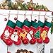 BHD BEAUTY Christmas Stocking 6 Pack Green Red Velvet Embroidery Pattern Soft Faux Fur for Family Decorations Hanging Ornament for Xmas Holiday Party