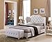 Kings Brand Furniture - White Tufted Design Faux Leather King Size Upholstered Platform Bed