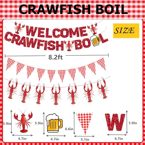 Crawfish Boil Themed Party Decorations,Glitter Welcome Crawfish Boil Banners with Hanging Swirls for Lobster Seafood Boil Party Decor Supplies — view 4