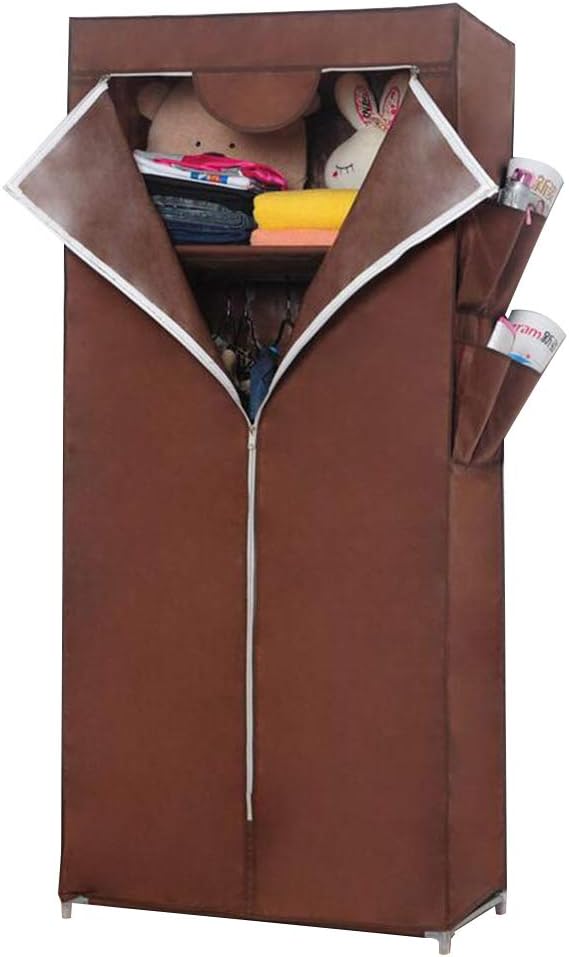 Cloth Wardrobe Clothes Closet, Portable Closet Wardrobe Storage Closet Standing Closet Fabric Cabinet Portable Wardrobe,Brown_70x45x175cm