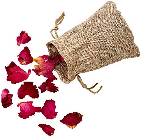 Natural Dried Real Red Rose Petals For Valentines Day,Biodegrable Confetti For Weddings in a cute burlap gift bag