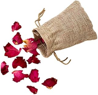 Natural Dried Real Red Rose Petals For Valentines Day,Biodegrable Confetti For Weddings in a cute burlap gift bag