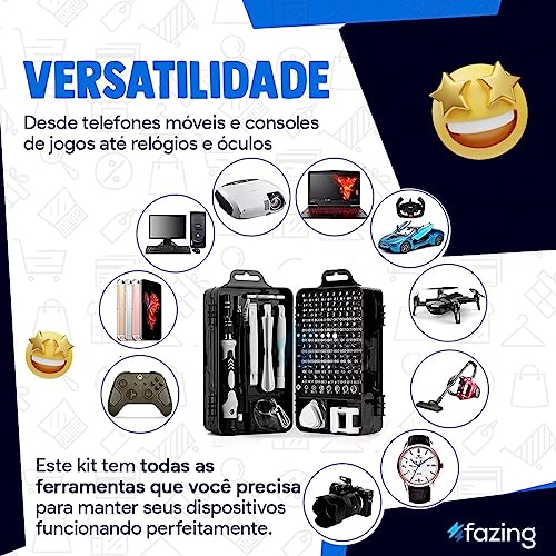 Kit De Ferramentas 115 Em 1 Chave Precisão Profissional Acessórios Maleta Portátil Manutenção Pequen