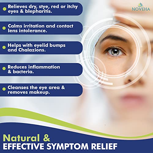 NOVEHA 60PCs Daily Hygienic Eyelid & Lash Wipes | For Blepharitis & Itchy Eyes, Demodex | Individually Wrapped Refreshening Eyelid Wipes, Natural Makeup Remover & Calming Moisturizer