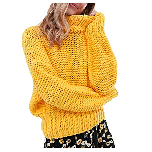 Turtleneck Sweater Women Cotton Eduavar Womens Sweaters Clearance Long Sleeve Turtleneck Rainbow Striped Chunky Loose Knit Sweater Pullover Jumper Tops