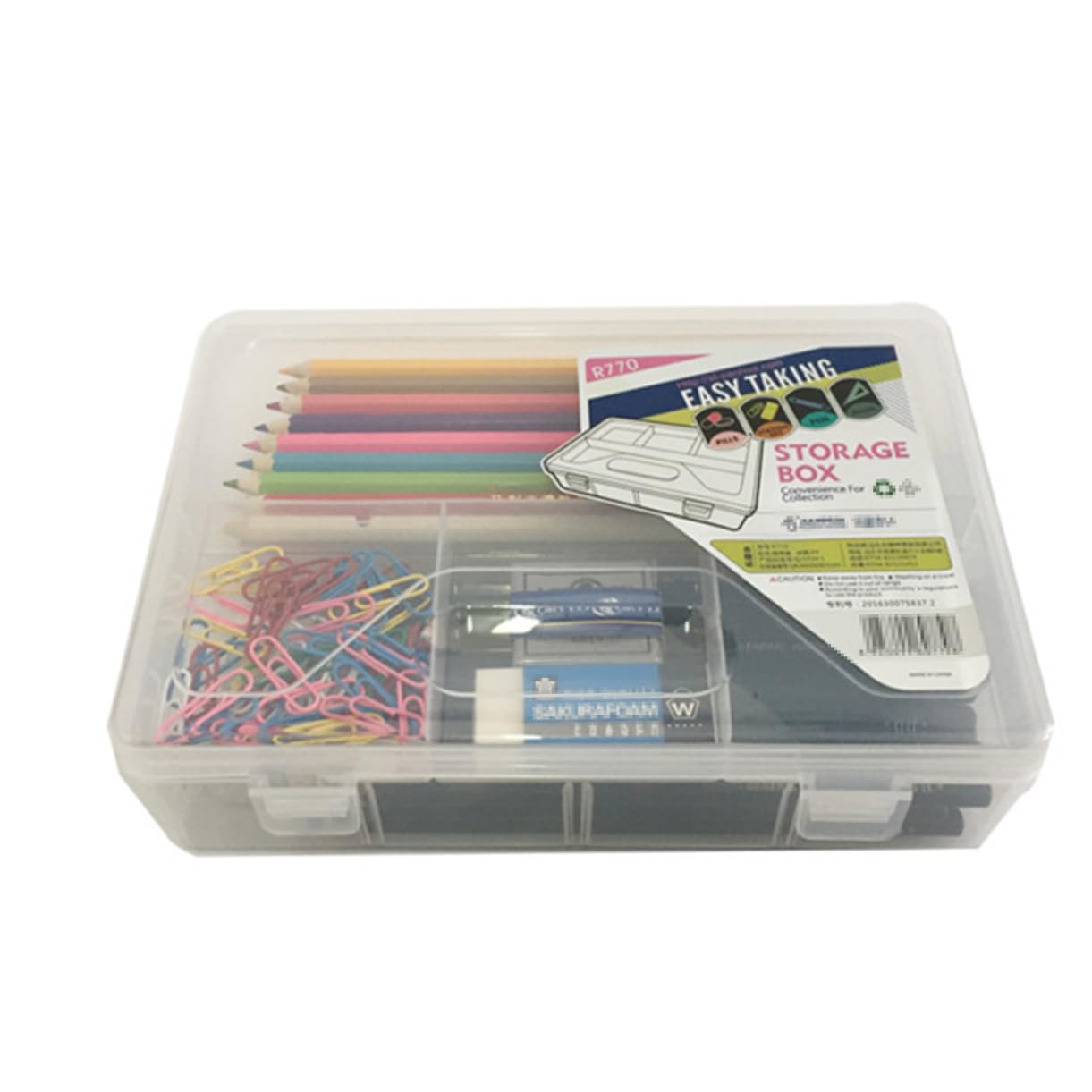 CAXUSD Multifunctional Pen Case Tool Box Double-Deck Large Capacity Storage Box for Art Supplies Office Stationery Craft Organizer