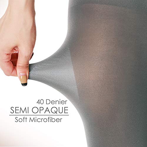 Image of G&Y 2 Pairs Semi Opaque Tights for Women - 70D Microfiber Control Top Pantyhose