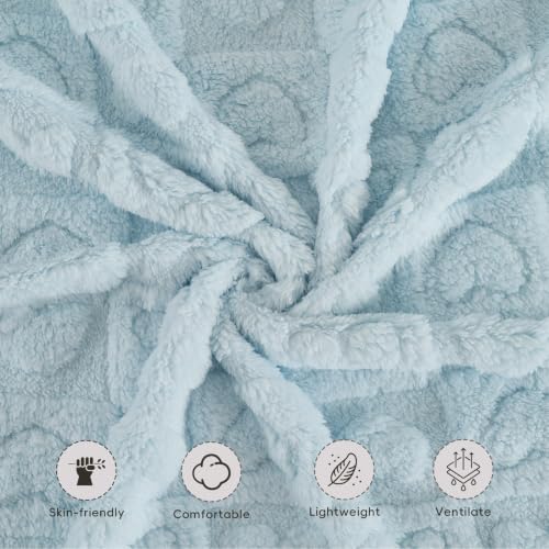 Image of 5 Pcs Baby Blanket Heart Checkered Ultra Soft Gift-Ready Plush for Newborns, Nursery & Stroller 30 inchx40 inch Blue